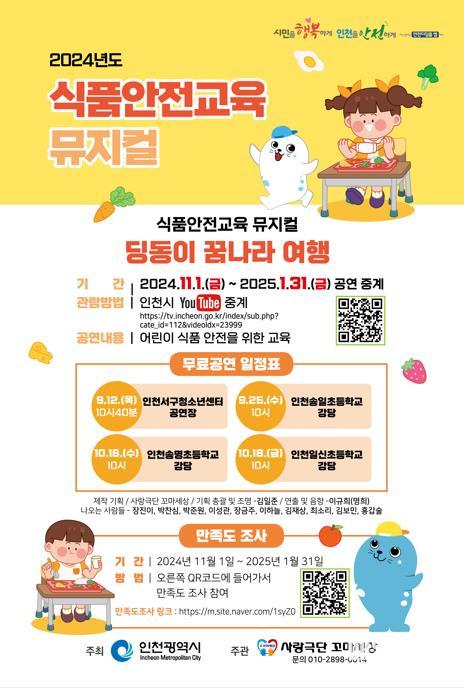 인천시, 어린이 식품안전교육 “딩동이 꿈나라 여행” 뮤지컬 공연 개최 ⓒ 인천시 7_인천시__어린이_식품안전교육_“딩동이_꿈나라_여행”_뮤지컬_공연.jpg