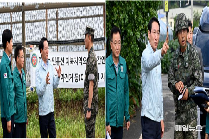 유정복 인천광역시장이 9월 18일 강화군 송해면 당산리 대남 소음방송 현장을 찾아 군관계자로부터 현황을 보고받고 현장을 점검하고 있다. ⓒ 인천시 유정복 인천광역시장이 9월 18일 강화군 송해면 당산리 대남 소음방송 현장을 찾아 군관계자로부터 현황을 보고받고 현장을 점검하고 있다.0.jpg