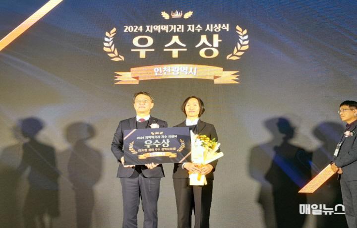 인천시, 지속 가능한 먹거리 정책으로 2년 연속 수상 쾌거 ⓒ 인천시 (왼쪽) aT 김형묵 유통이사, (오른쪽) 김정회 인천시 농축산과장0.jpg