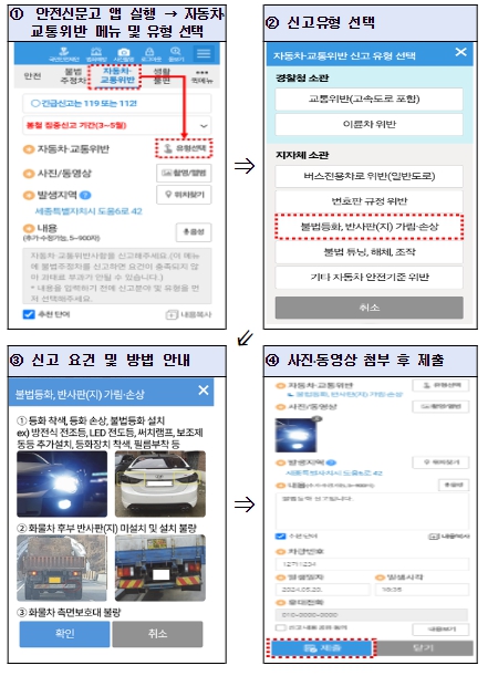 안전신문고 앱‘자동차·교통위반’신고방법