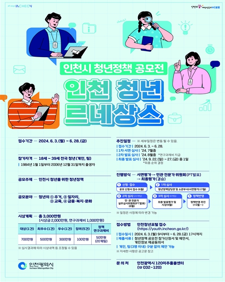 인천 청년 르네상스 공모전 포스터
